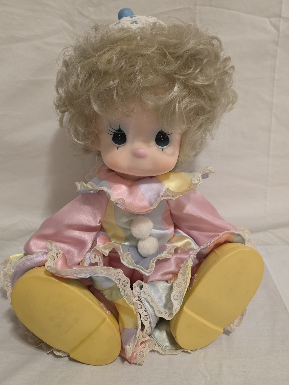 VTG 1989 Taffy The Clown Precious Moments Blonde Curly Hair Pastel Collectible
